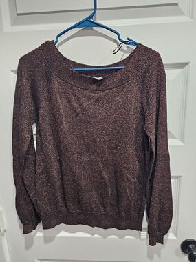 Boden Metallic Plum Scoop Neck Sweater
